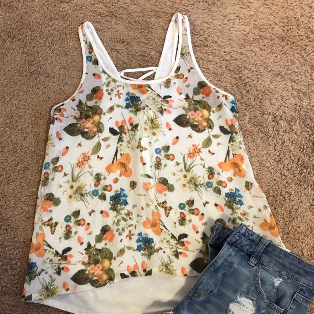 White Patterned Tank Top